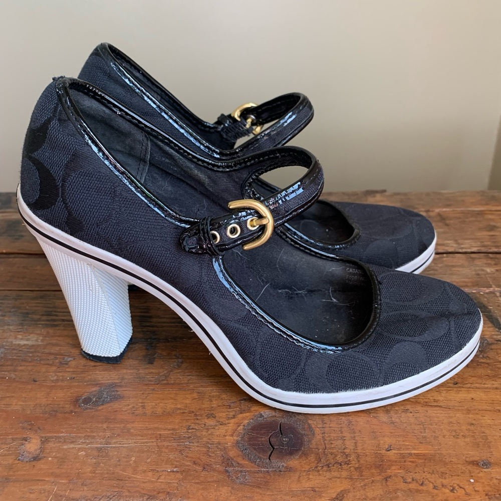 Coach Blue and White Heel